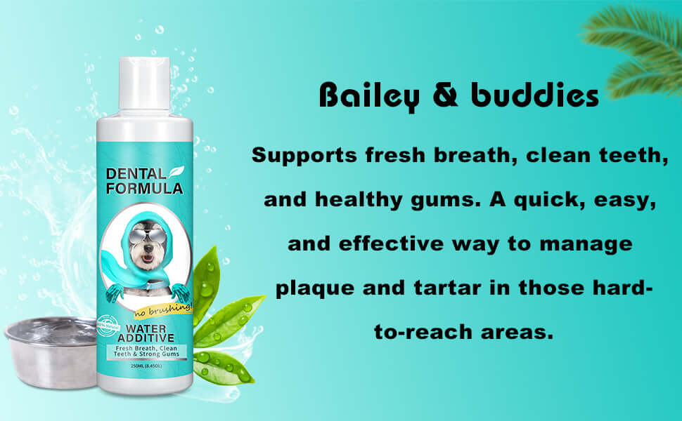 Dental formula product with text on a blue background