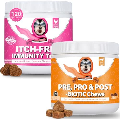 Bailey & Buddies Allergy & Gut Support Duo for Dogs – Anti-Itch & Probiotic Soft Chews | Help Reduce Licking, Scratching & Sensitive Tummies