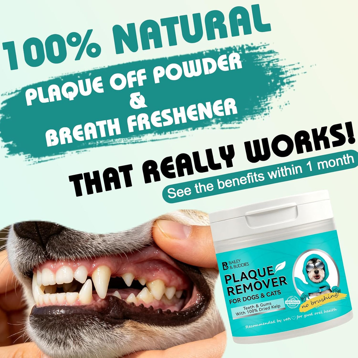 Bailey & buddies Dog & Cat Dental Powder with Irish Seaweed & Probiotics